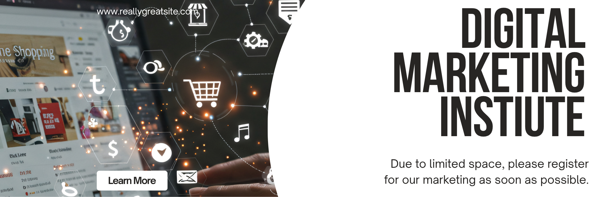 Black and White Modern Digital Marketing Agency Blog Banner